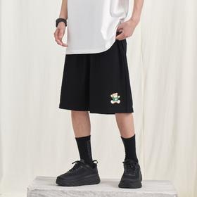 PCLP(PERCLIPS)卡通小熊短裤男国潮牌潮流百搭宽松休闲运动五分裤