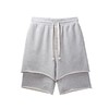 PCLP(PERCLIPS) 灰色假两件双层短裤 五分裤毛边宽松抽绳高街 商品缩略图4