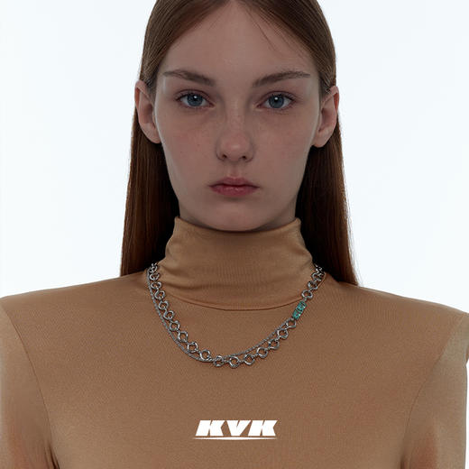 KVK简约百搭组合双锆手工扭转项链简约轻奢小众设计感锁骨项链女 商品图0