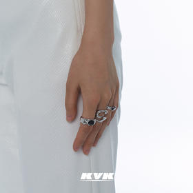 KVK戒指女夏925银轻奢小众设计感简约冷淡风毒蚀组合戒指套装潮