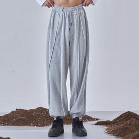 PCLP(PERCLIPS)针织宽松束脚卫裤国潮牌潮流百搭灰色休闲运动长裤