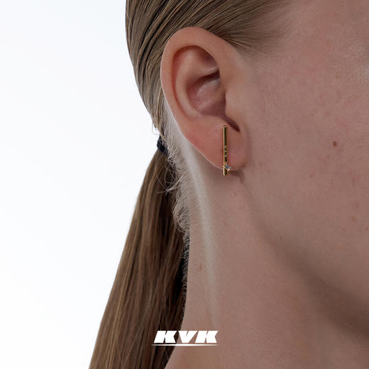 KVK镶钻耳环2021年新款潮线形防过敏耳钉女时尚网红耳针原创耳饰 商品图1