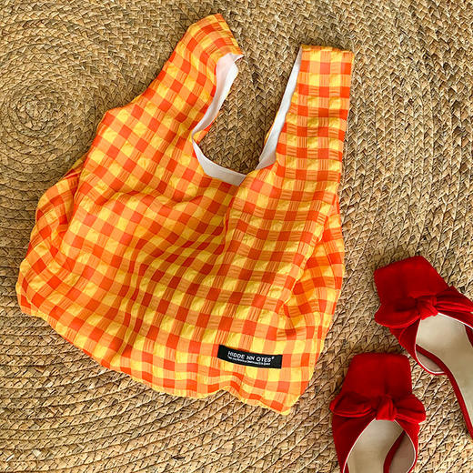 〖HIDDENNOTES〗小众背心包春夏野餐ins格子手提包链条购物环保袋 商品图1