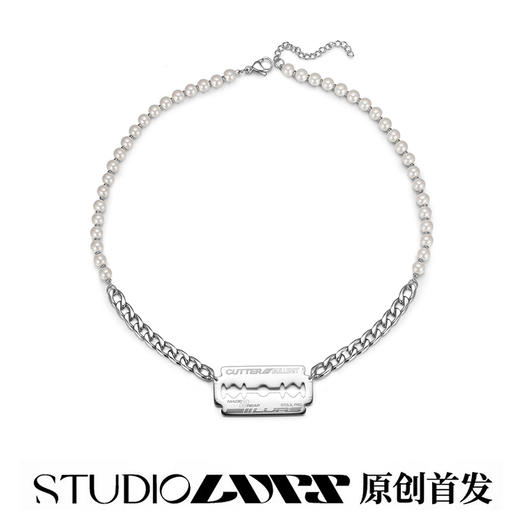 2020新款珍珠刀片项链小众设计感项链明星同款土酷链子男钛钢项链 商品图0