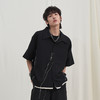 PCLP(PERCLIPS) 毛边破坏短袖衬衫国潮牌黑色休闲夏季半袖衬衣男 商品缩略图2