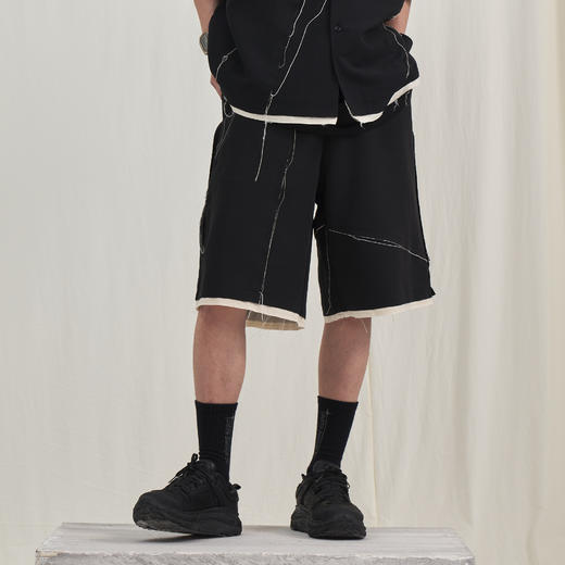 PCLP(PERCLIPS) 毛边破坏休闲短裤夏季国潮流直筒休闲五分裤男 商品图0