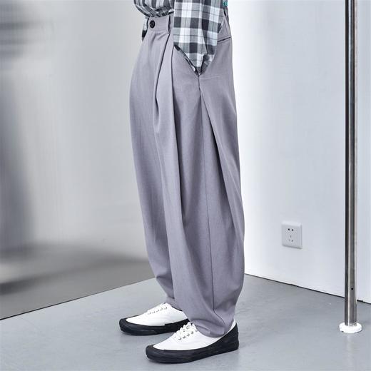 PCLP(PERCLIPS) 打褶垂感西裤 立体剪裁褶皱灯笼裤型宽松西装裤 商品图1