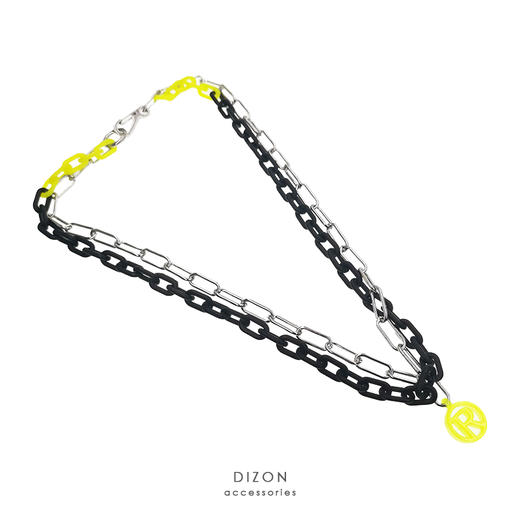 Dizon小众设计 双层锁链式渐变双色工业轻机能短项链 钛钢不褪色 商品图0