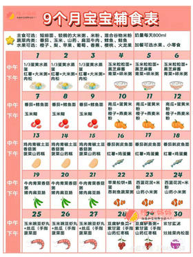 9月宝宝每日辅食表