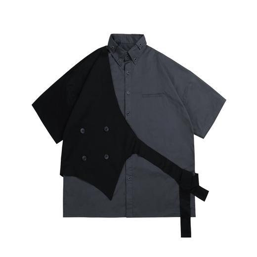 PCLP(PERCLIPS)假两件短袖衬衫国潮牌夏季工装日系港风半袖衬衣男 商品图4