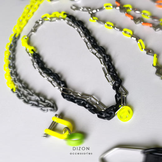 Dizon小众设计 双层锁链式渐变双色工业轻机能短项链 钛钢不褪色 商品图1