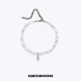 QZC2000 Y2K透明渐变蓝拼接反光梦幻珍珠几何体吊坠串珠男女同款