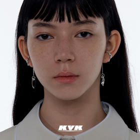KVK耳环2021年新款潮冷淡风法式耳挂耳夹无耳洞女高级感水晶耳饰
