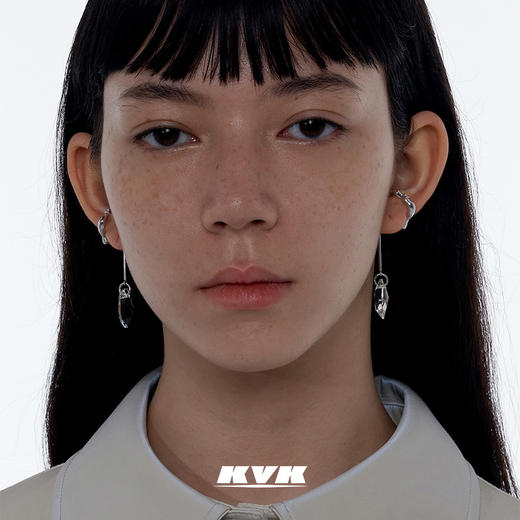 KVK耳环2021年新款潮冷淡风法式耳挂耳夹无耳洞女高级感水晶耳饰 商品图0