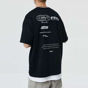 FPA(VENGETICE) 圆领印花短袖国潮牌夏季宽松纯棉黑色半截袖T恤男