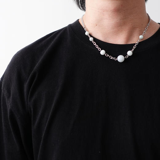 made by dizon 国风人造玉石锆石编织项链套装 手工钛钢男项链 商品图3