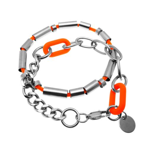 Dizon 原宿风街头锁链链条手链hiphop 多层说唱几何橘色钛钢链条 商品图4