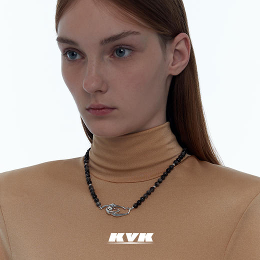 KVK2021时尚黑玛瑙毒液拼接项链女小众设计感轻奢饰品拼接项链 商品图1