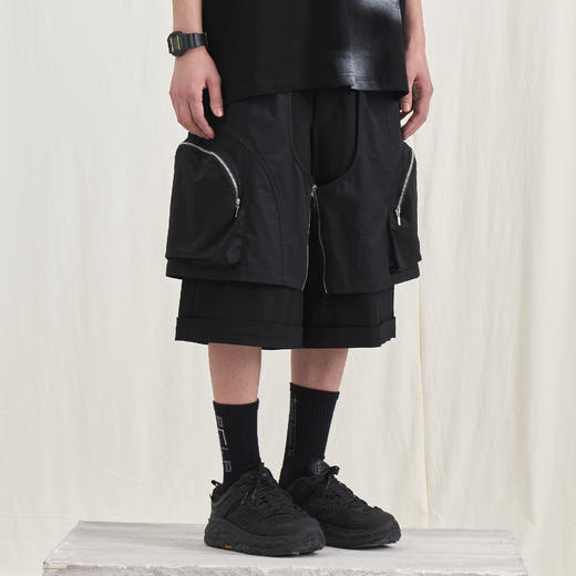 PCLP(PERCLIPS) 解构可拆卸拉链休闲短裤男国潮牌潮流宽松五分裤 商品图0