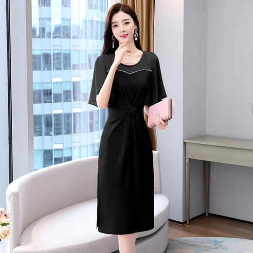 HR  WL22289时尚简约大方气质纯色连衣裙【优】 商品图1