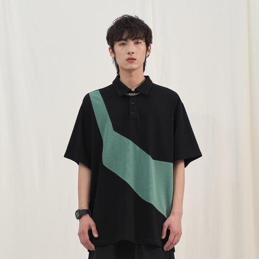 PCLP(PERCLIPS) 拼色短袖POLO衫 国潮牌夏季宽松日系有翻领半袖男 商品图1