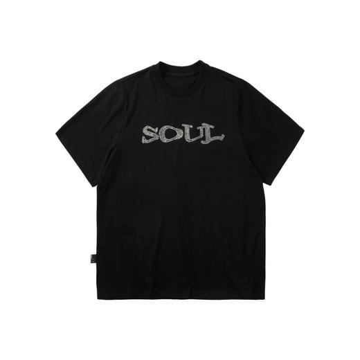 PCLP(PERCLIPS) 烫钻SOUL潮流印花短袖男国潮牌纯棉宽松半袖t恤男 商品图4