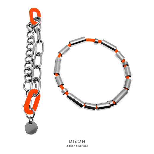 Dizon 原宿风街头锁链链条手链hiphop 多层说唱几何橘色钛钢链条 商品图2