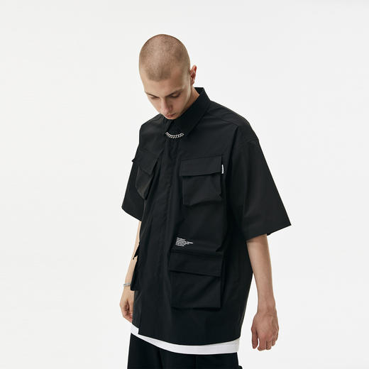 FPA(VENGETICE) 多口袋门襟拉链透气短袖衬衫 国潮立领休闲工装男 商品图2