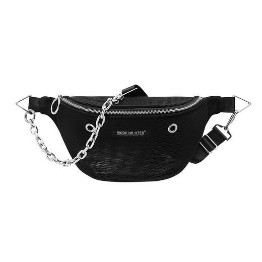 〖HIDDE NN OTES〗原创单肩包百搭链条网格斜挎水饺型黑色腰包ins 商品图4