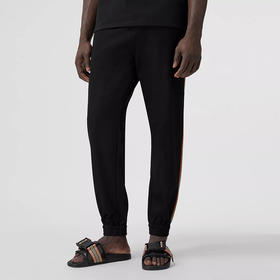 BURBERRY 巴宝莉 男士条纹细节科技羊毛慢跑裤 黑色 8038153 A1189