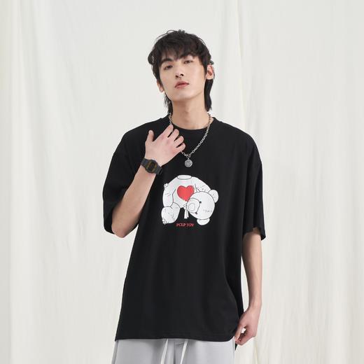 PCLP(PERCLIPS)小熊爱心短袖 国潮牌夏季宽松情侣半袖t恤2021新款 商品图2