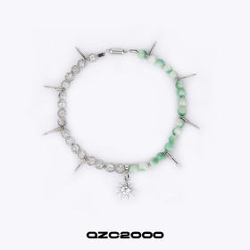 QZC2000 翡翠绿珍珠拼接粉粹珠八角形吊坠磁铁吸扣项链男女饰品