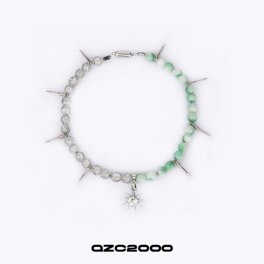 QZC2000 翡翠绿珍珠拼接粉粹珠八角形吊坠磁铁吸扣项链男女饰品 商品图0