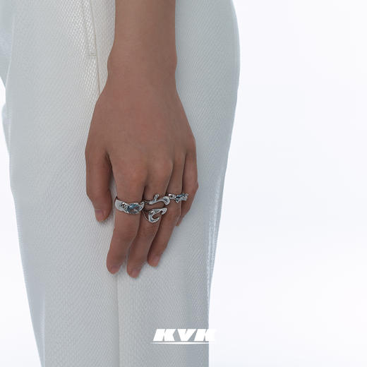 KVK戒指女夏925银轻奢小众设计感简约冷淡风毒蚀组合戒指套装潮 商品图1