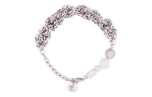 MADE BY DIZON 国风人造玉石锆石满钻手链 男女款 手工钢链编织链 商品图0