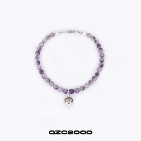 QZC2000 Y2K紫色渐变梦幻珍珠金属爱心吊坠磁铁吸扣项链男女饰品