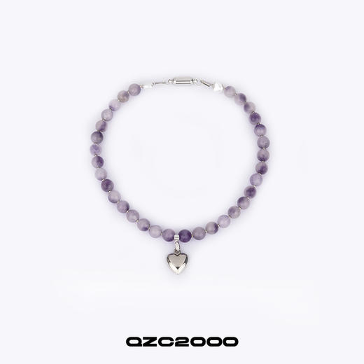 QZC2000 Y2K紫色渐变梦幻珍珠金属爱心吊坠磁铁吸扣项链男女饰品 商品图0