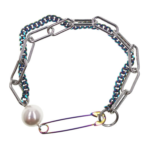 DIZON 双层珍珠幻彩钛钢ins手链 小清新极细放敏感情侣多层手链韩 商品图4