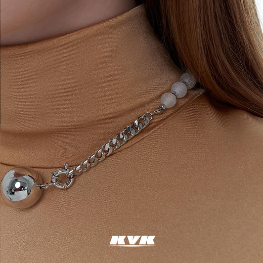 KVK黑白玛瑙拼接项链2021年新款轻奢小众设计感气质简约拼接项链 商品图3