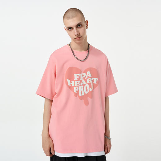 FPA(VENGETICE) 发泡溶解破碎爱心印花短袖 国潮牌宽松情侣款T恤 商品图3