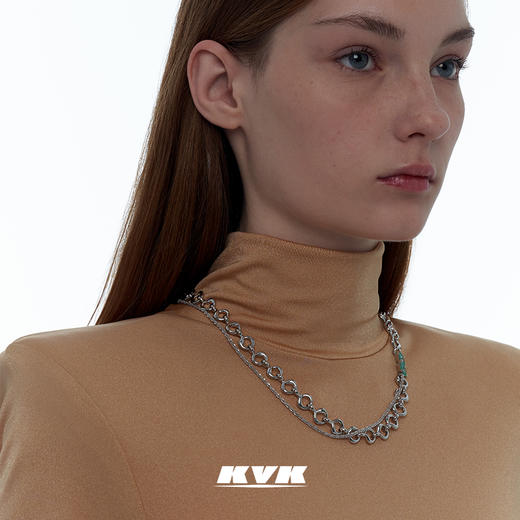 KVK简约百搭组合双锆手工扭转项链简约轻奢小众设计感锁骨项链女 商品图2