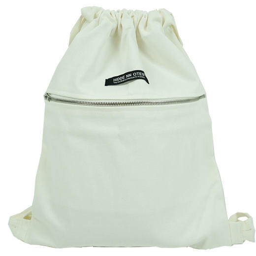 〖HIDDE NN OTES〗原创抽绳包 抽口双肩包学生书包白色帆布抽绳包 商品图4