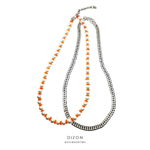 DI ZON高街钛钢hiphop项链嘻哈小众设计冷淡风 欧美男女珍珠项链 商品图1