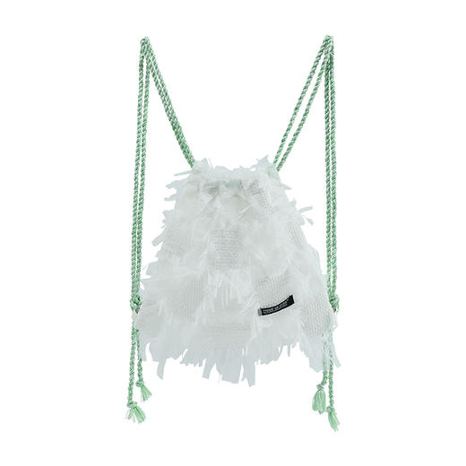 〖HIDDE NN OTES〗夏季抽绳束口袋 仙气薄纱方格流苏ins双肩背包 商品图4