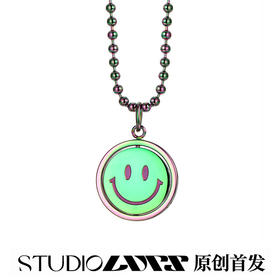 【LURS官方】原创设计国潮笑脸项链男嘻哈项链女潮牌幻彩笑脸吊坠