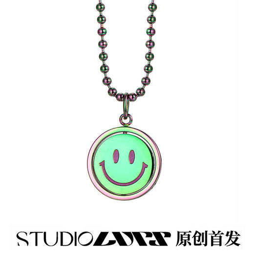 【LURS官方】原创设计国潮笑脸项链男嘻哈项链女潮牌幻彩笑脸吊坠 商品图0