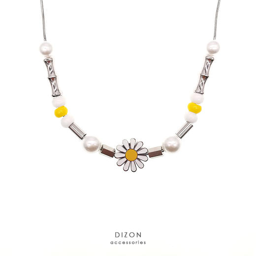 DIZON雏菊项链 权志龙GD 爱心 钛钢 菊花 珍珠 潮流元素情侣项链 商品图2