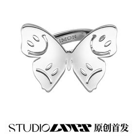 LURS官方原创设计笑脸蝴蝶元素可调节国潮戒指男ins风简约百搭