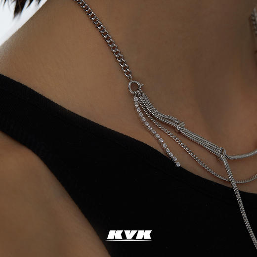 KVK绳结流苏项链2021新款潮轻奢小众设计感颈饰女气质流苏锁骨链 商品图2