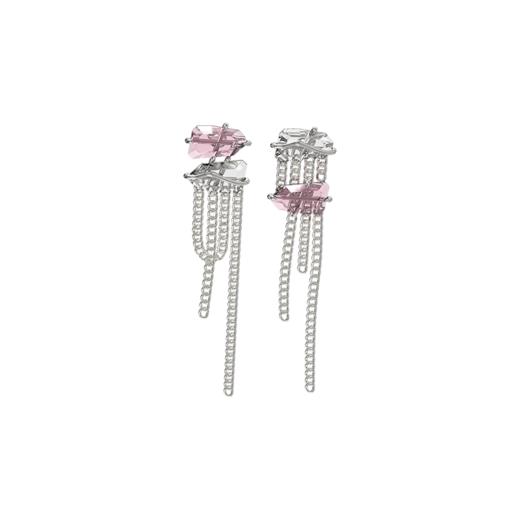 KVK桃花晶石流苏耳饰小众设计2021新款耳钉气质高级耳环配饰耳坠 商品图3